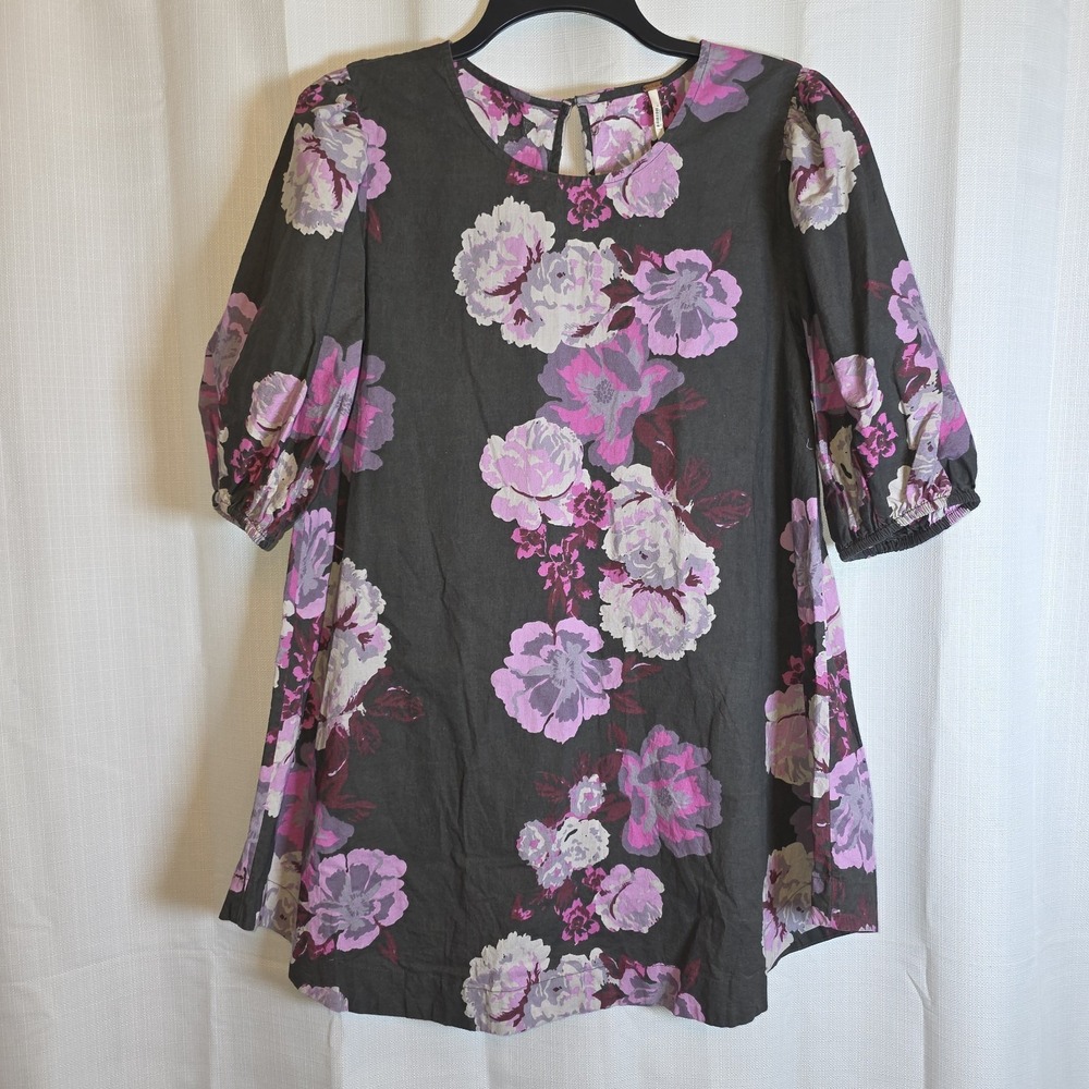 Free People Maye Poplin Tunic In Midnight Combo Small Floral Boho